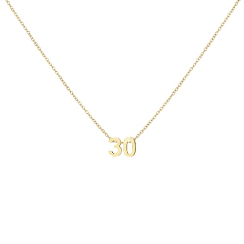 LOXUAKAM Number 30 Necklace for Women Charm Pendant Necklaces Dainty Birth Month Stainless Steel Necklace Personalized Jewelry Birthday Gift for Her