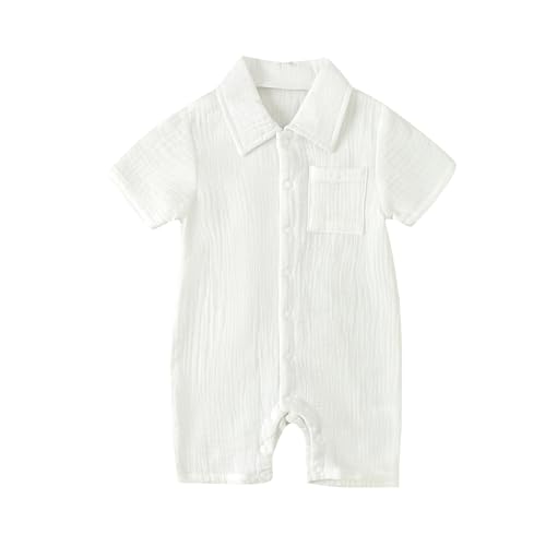 Baby Boy Romper Short Sleeve Button Down Shirt Onesie Jumpsuit Shorts Summer Clothes Outfit Newborn Infant