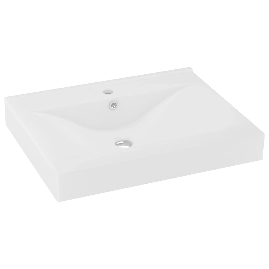 Vidaxl Matt-Weiß Luxury Basin With Faucet Hole Washroom Vanity Stone Sink Bathroom Above Counter Vessel Basin Plumbing Fixture Matt White Ceramic