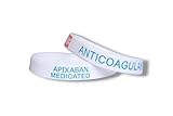 Tommy K Products Apixaban - 2 braccialetti medici in silicone anticoagulante di pronto soccorso, Standard - (202mm), Silicone, Nessuna pietra preziosa