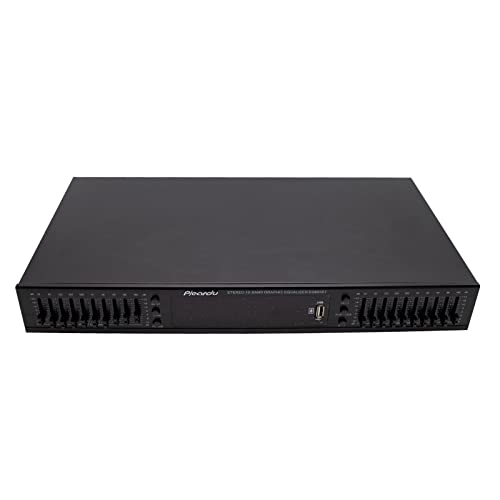 LeTkingok 220V EQ665 Hifi Egaliseur Home EQ, Régulation Stéréo Double 10 Band Des Aigus, Des Alto Et Des Basses Avec Bluetooth Intégré (Noir)