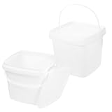 BATHVEVE Contenitori Plastica Quadrati 2 Pezzi 5l con Coperchio Ermetico e Manico, Secchi per Alimenti in Pp per Cucina e Confezionamento