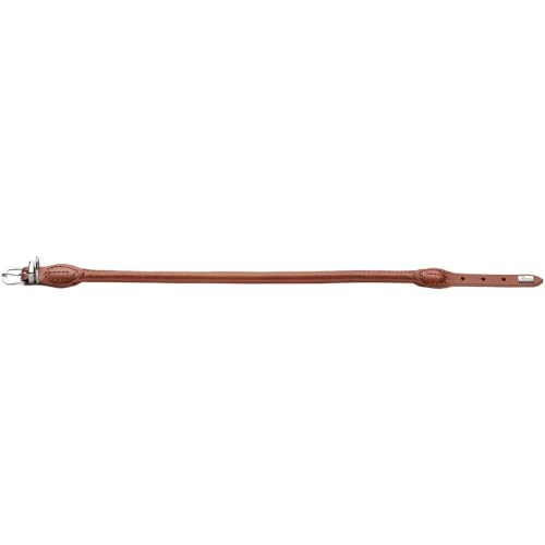 HUNTER Hundehalsband Round & Soft Canadian UP, Farbe: Cognac, weiches, geschmeidiges Leder, klassisch, fellschonend, rundgenäht, nachhaltig, Made in Germany, Größe: 32