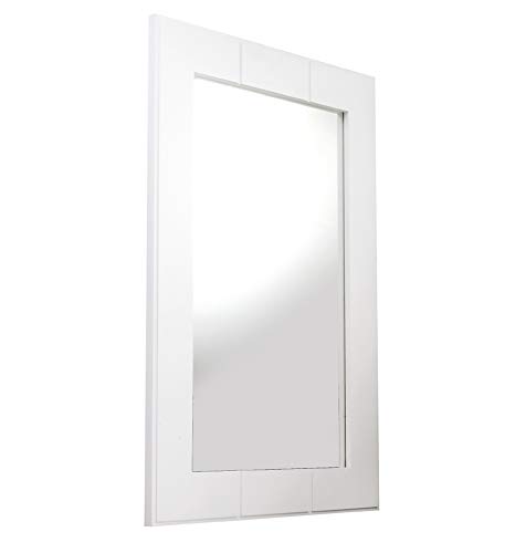 Croydex Portland Wall Mounted White Pine Tongue And Groove Bathroom Mirror, 23.6In X 15.7In X 0.6In #TOP1