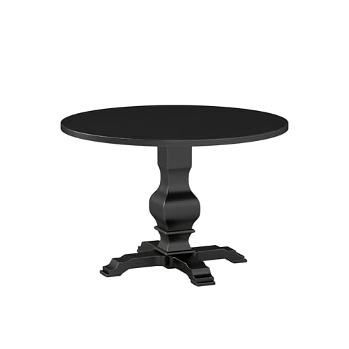 Image of Roundhill Furniture Havre Pedestal Base Round Dining Table, Black