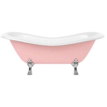 Casa Padrino Jugendstil Badewanne Rosa/Weiß/Silber 188 cm - Freistehende Retro Stil Badewanne
