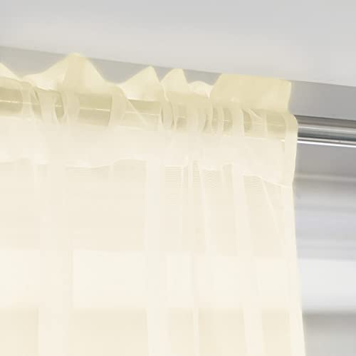Image of Window Light Yellow Sheer Curtains 63 Inches Long 2 Panels Clear Curtains Basic Rod Pocket Panel 12 Colors White Beige Grey Purple Pink 72 84 95 108 Inch for Bedroom Children Living Room Yard Kitchen