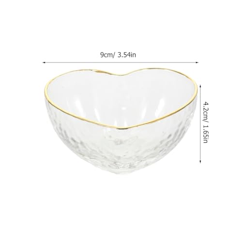 Luxshiny Glass Heart Bowl 3.54 Inch Clear Dessert Serving Bowl with Decorative Gold Rim for Salads Snacks Weddings and Everyday Use - Image 3