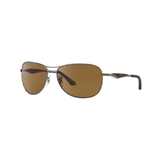 Ray-Ban Men's RB3519 Aviator Sunglasses, Matte Gunmetal/Brown Polarized, 59 mm