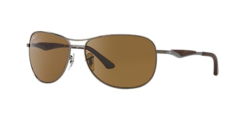 Óculos de sol aviador RB3519 da Ray-Ban, Matte Gunmetal/Polarized Brown, 59 mm