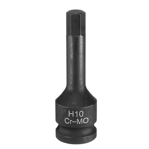 Sourcing Map 10mm Hex Impact Socket H10 1/2" CR-MO Steel Phosphate Black Drive Adapter for Auto Mechanics Work Repair Maintain