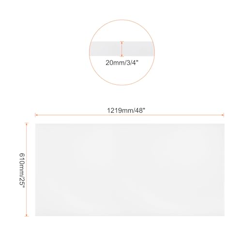 Image of 24 x 48 Inch UHMW Polyethylene Sheets, 3 /4 Inch Thick Ultra High Molecular Weight White Plastic Sheet [for Home, Industrial]