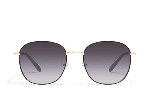 Quay - Womens Sunglasses, Round Lenses with UV Protection, Oversized Sunglasses (Jezabell, Black Gold)