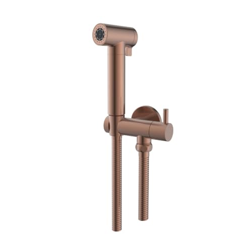 Kit Idroscopino Wc Doccetta Ottone Portatile Shut-Off Monogetto Azionamento a Leva (1, Oro Rosa Tondo)