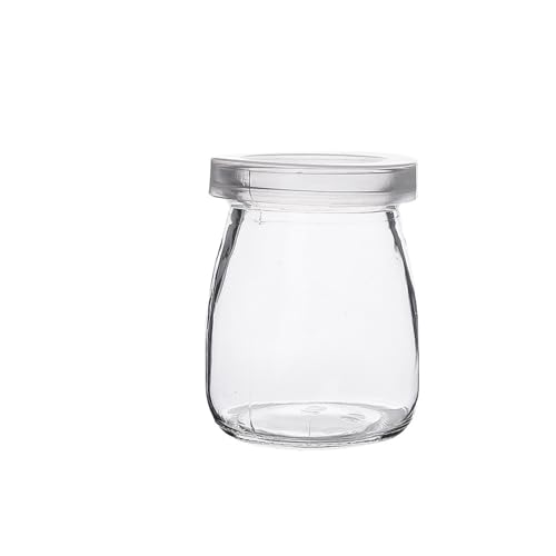 Tarros de mermelada de vidrio Tarros con tapa， Jam Jars Clear Glass Food Bottle with Lid 100/150/200ML Pudding Yogurt Container Milk Jams Jelly Mousse Honey Spice Storage Jars Mini Cup Preserve Pots(A