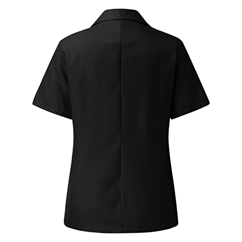 Women's Slim Fit Casual Lapel Button Short Sleeve Suit Jacket Work Coat Comfortable Lightweight4