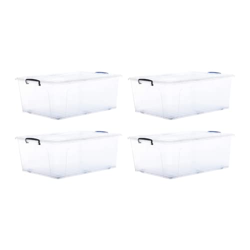 Image of Superio Storage Bins with Lids, Clear Plastic Containers for Organizing, Stackable Totes, BPA Free, Odor Free, Organizer Boxes for Home, and Dorm (4 Pack, 32 Quart)
