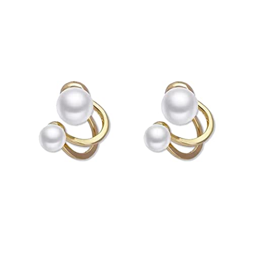 LuLiyLdJ 1 paire de boucles d'oreilles en or avec perle blanche pour femme