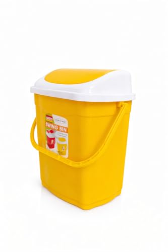 Image of ARISTO Small Plastic Swing Dustbin,16 Ltr Yellow
