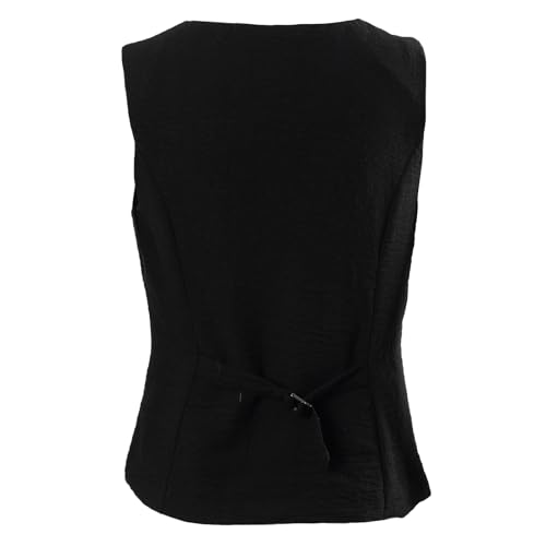 Chaleco de mezcla de lino Amazhiyu con botones, diseño asimétrico transpirable para mujer 6