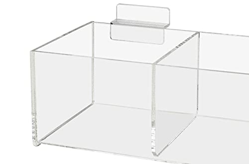 Marketing Holders Slatwall Storage Bin 3 Compartment 12" X 3" Acrylic Display Caddy Clear Acrylic Triple Storage Space Saver Small Item Holders Supplies Showcase #TOP5