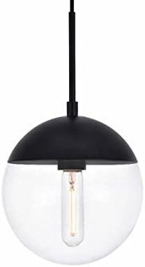 Living District Eclipse 1-Light Metal & Glass Pendant in Black/Clear