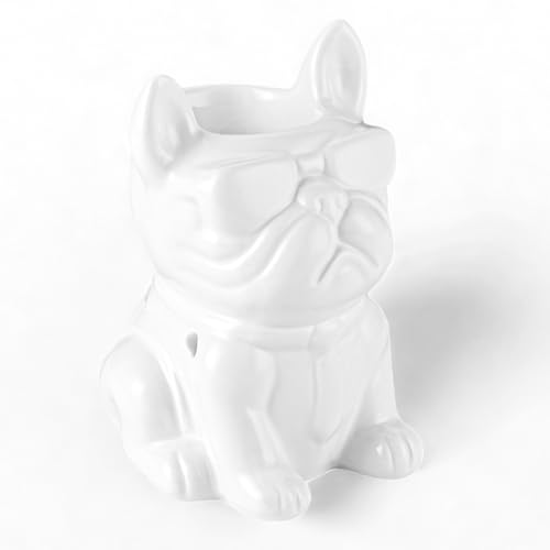 Brûle-Parfum Céramy Boubou Blanc - Atmosphère Parfumée - Objet Artisanal à la Mode -Aromathérapie Facile - Brûleur Fondant parfumé - Déco Bouledogue -...