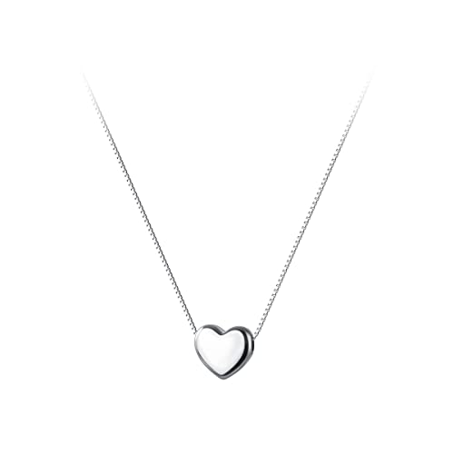 SLUYNZ Genuine 925 Sterling Silver Tiny Love Heart Pendant Necklace for Women Simple Sweet Heart Choker Necklace