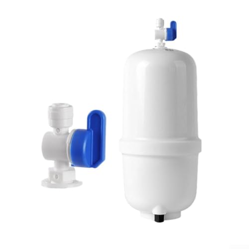 Tanque de almacenamiento de agua RO presurizado de 3.2 galones con válvula de bola, filtro PP antienvejecimiento para sistemas de purificación de agua caseros, blanco(1)