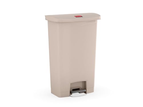 Image of Rubbermaid Commercial Products STREAMLINE Plastic Front Step Step-On-Trash /Garbage Can /Bin 18 GAL Beige for Doctor's Office /Hospitals /Healthcare
