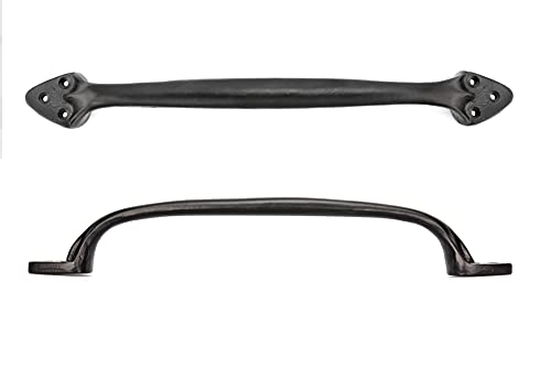 Image of Richelieu Hardware BP9465305900 Sheffield Collection 12-inch (305 mm) Center-to-Center Matte Black Traditional Curved Pull Handle for Barn Doors, Cabinets, Drawers, and Furniture (Pack of 2)