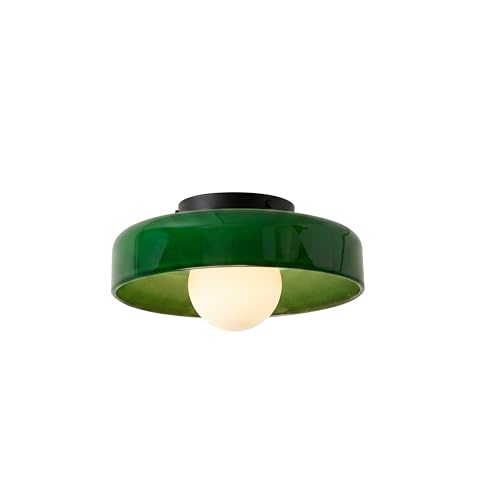 Image of WOTTES Flush Ceiling Light 25cm Modern Retro Glass Ceiling Lamp Low Profile Flush Mount Ceiling Light Fitting E27 Base Metal Glass 220-240V(Excluding Light Bulbs)