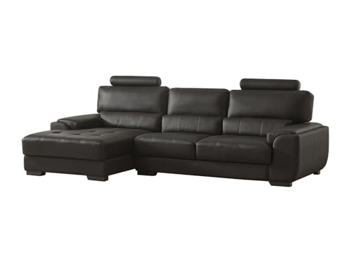 Vente-unique - Canapé d'angle en cuir METROPOLITAN II - Noir - Angle gauche