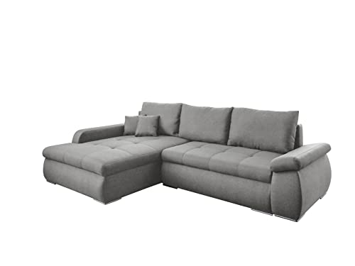 Kabs Polsterwelt - Ecksofa Ievoli - 278 x 89 x 175 cm (B/H/T) - Couch in anthrazit - Ottomane Links - Sofa in L Form mit gemütlichem Longchair - Moderne Eckcouch mit stabilen Chromfüßen Cover