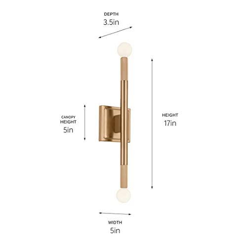 Image of Kichler Odensa 2-Light Wall Vanity, Modern Light in Champagne Bronze, Mount Horizontally or Vertically, for Illuminating Art, TV, Mirrors, Bookshelves, Bed, Vanity, Bar, Hallways (17 inch x 5 inch), 52556CPZ