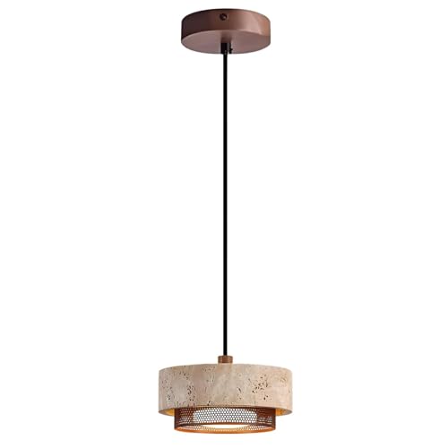 Lampe suspendue en travertin beige moderne et ajustable pour éclairage de chambre
