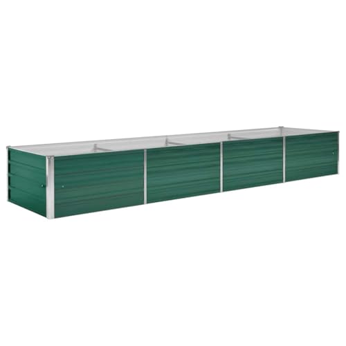 vidaXL Arriate de Jardín Acero Galvanizado 320x80x45cm Verde Florero Patio