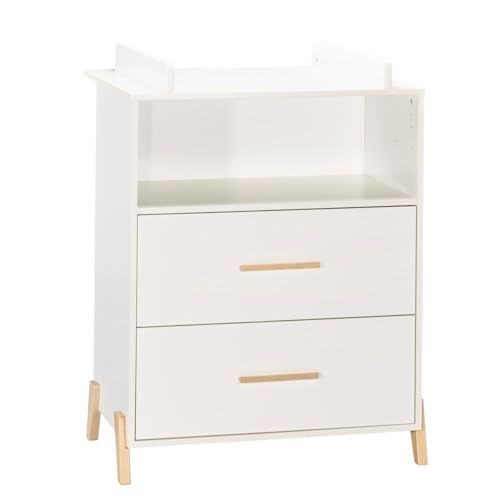 Commode bébé avec plan à langer amovible 2 tiroirs Joy Naturel Sauthon