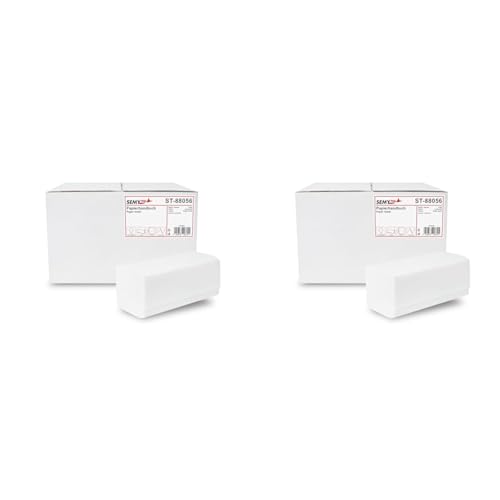 Semy top Asciugamano di carta, piegatura ZZ, 24 x 21 cm, 2 veli, Bianco Brillante, confezione da 6400, Bianco