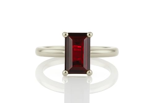 Bague rectangle en grenat véritable et argent pour femme taille 48-60