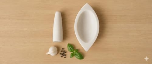 Image of Marble Mortar and Pestle Set Stone Big Size, Kharal, Khalbatta, Kundi, Okhli, Musal, Imamdasta, Silbatta, Idikkalu, Kitchen tool for Grinding Herbs Marble Masher (WHITE, BIG)