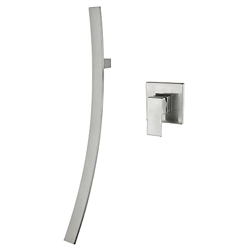 HAUSELIEBE Waschtischarmatur Schwarz, Modern Einzelgriff Gebürstet Nickel Waschbecken Wasserhahn Mit Wasserfallauslauf, Wandhalterung Warmen Und Kalten Wasser Waschtischarmatur Bad Cover