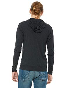 Bella Canvas Unisex Triblend Full-Zip Lightweight Hoodie - Char-Black TRIB - S - (Style # 3939 - Original Label)2