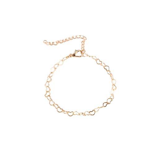 Hollow Love Heart Link Chain Bracelet Sterling Steel Bracelet for Women