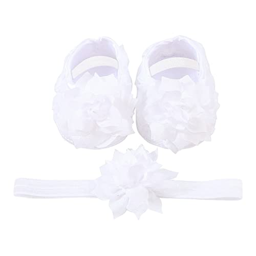 Baby Shoes Hairband Set 01 Year Old Baby Shoes 246 August Newborn Soft Sole Walking Shoes Trend Girl Shoes Size 4 (White, 5 Infant)