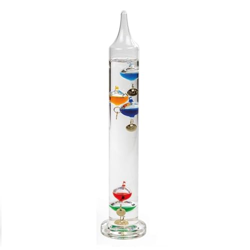 Galileo Thermometer 28cm Decorative Glass Thermometer with Floating Balls Perfect for Office & Living Room Décor