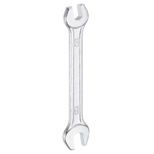 QUARKZMAN Chiave Doppia Aperta 6mm x 8mm Metrica Angolo Offset 15 Gradi Testa Piatta Piccola Chiave Aperta Zincata per Riparazioni Auto Montaggio Mobili