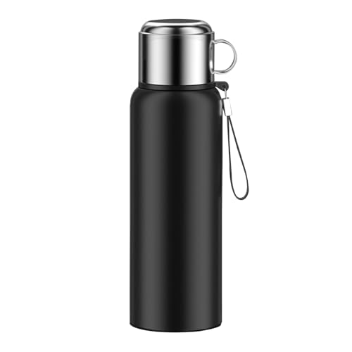 jyibinee Insulation Cup, 600/800/1000/1200/1500MLStainless Steel Vacuum Flask with Temperature Display Portable Hot And Cold Water Bottle Black 1200ml