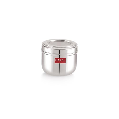 Image of HAZEL Stainless Steel Transparent Lid Containers 150ml | Versatile Storage Jars with See-Through Top | Nesting Kitchen Canisters for Spices, Snacks & Grains