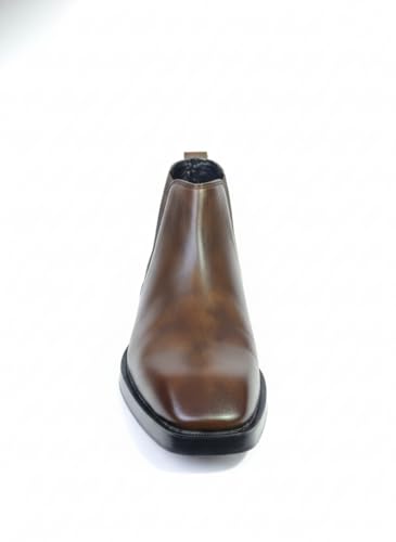 Image of Comforts Men's Classic Chelsea Boots, Leather, High Heel Ankle Boots with Elastic Side Panels